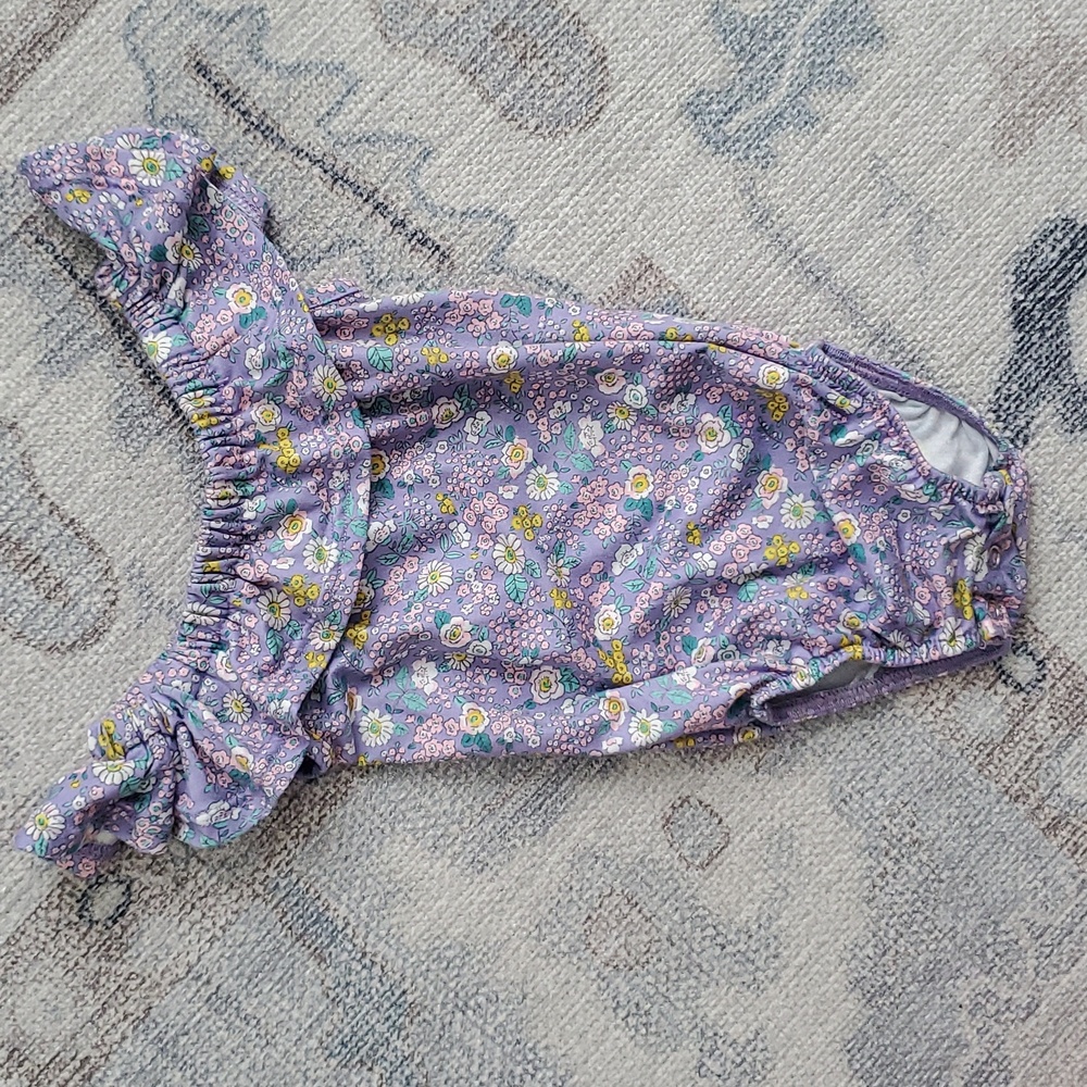 Bailey's Blossoms Baby Girls Purple Floral Off Shoulder Bodysuit Sz6-9m